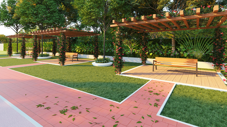 Pergola seating walk