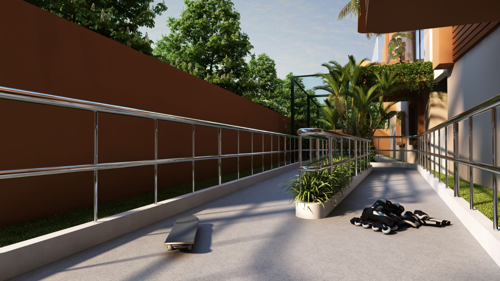 Gaming and skating play area